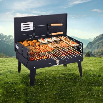 Wholesale custom outdoor portable charcoal fuel folding barbecue grills stainless steel mini suitcase grills