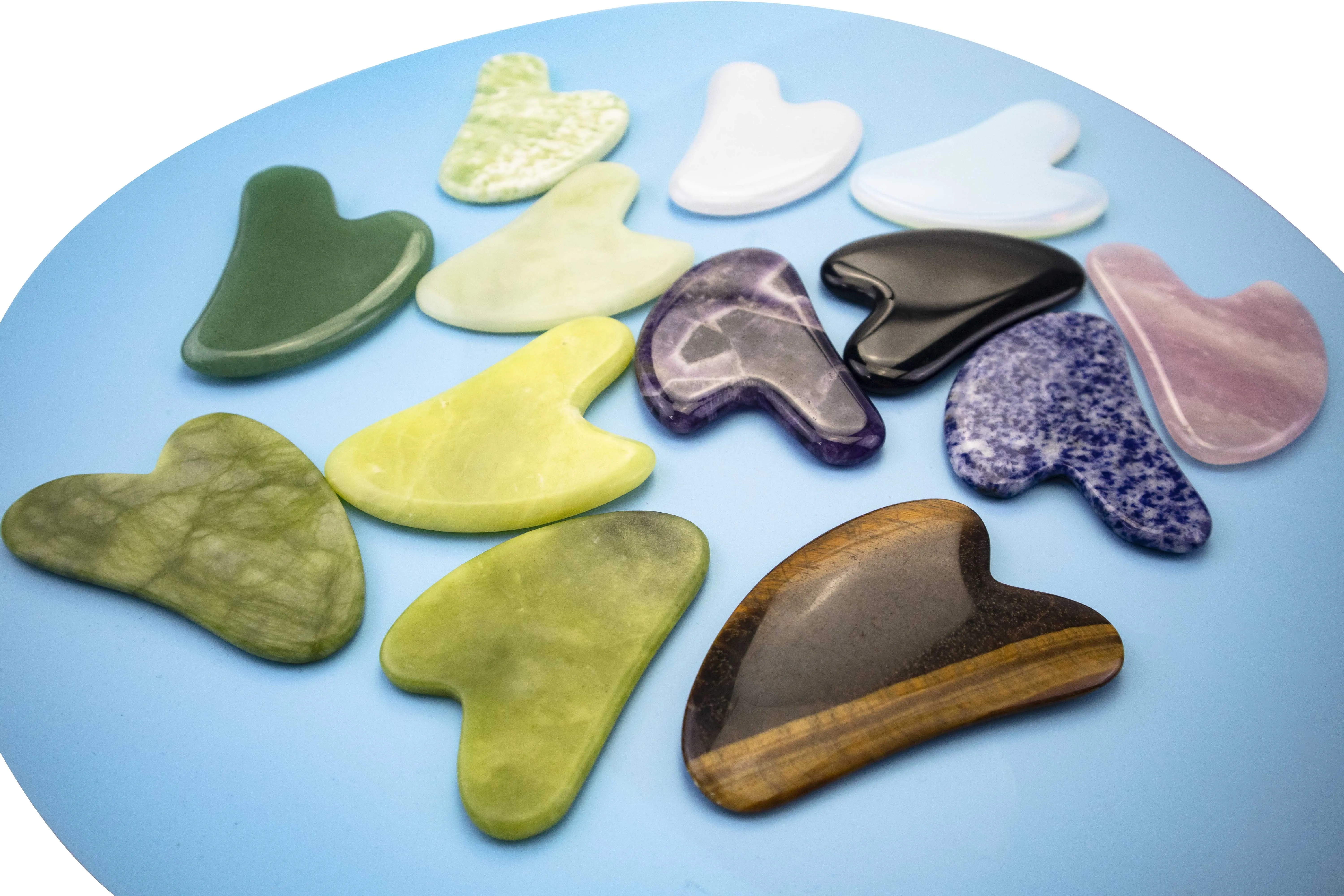 100% натуральный кварцевый нефритовый v-образный массажный массажер Gua Sha для