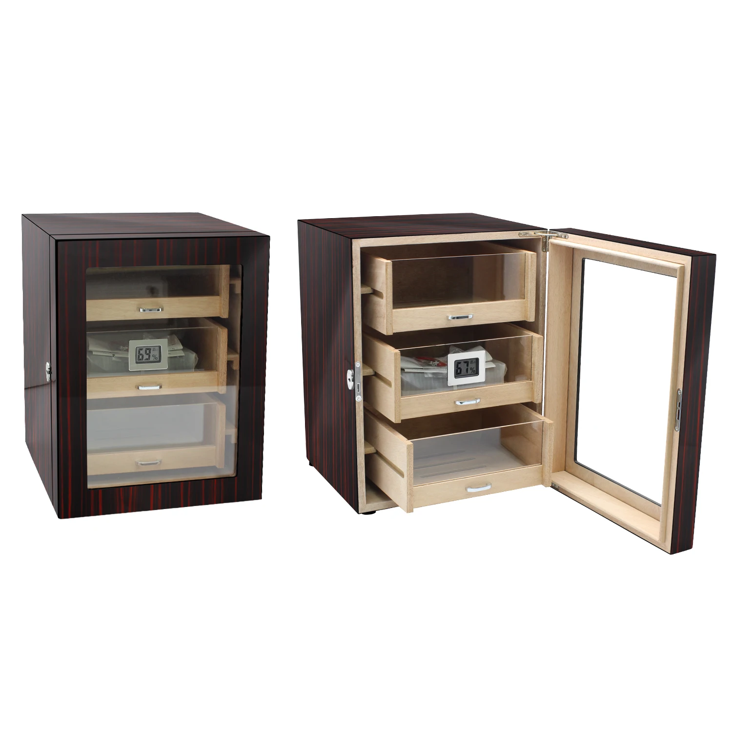 3 Drawers Made in China Custom Cabinet Cigar Humidor Acrylic Drawer
