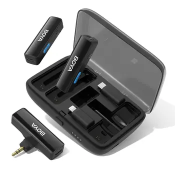 BOYALINK Wireless Lavalier Microphones  3 in 1  Wireless Lapel Mic for Live Streaming, Video Conference, Recording