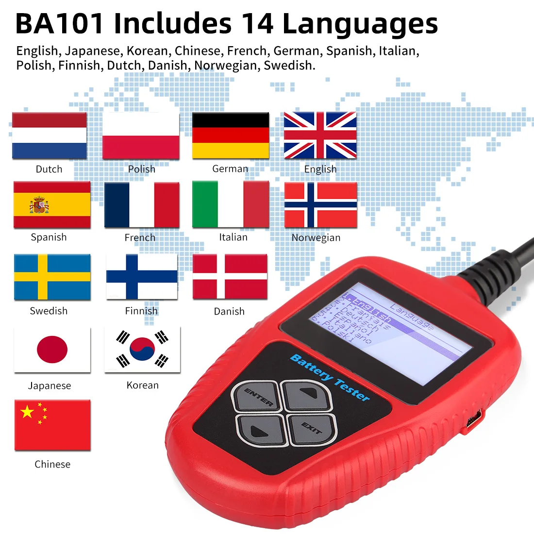 Voltage Battery Tester Checker 12V Car Tester Ba101 Heavy Duty Battery Load Tester 12 Volts