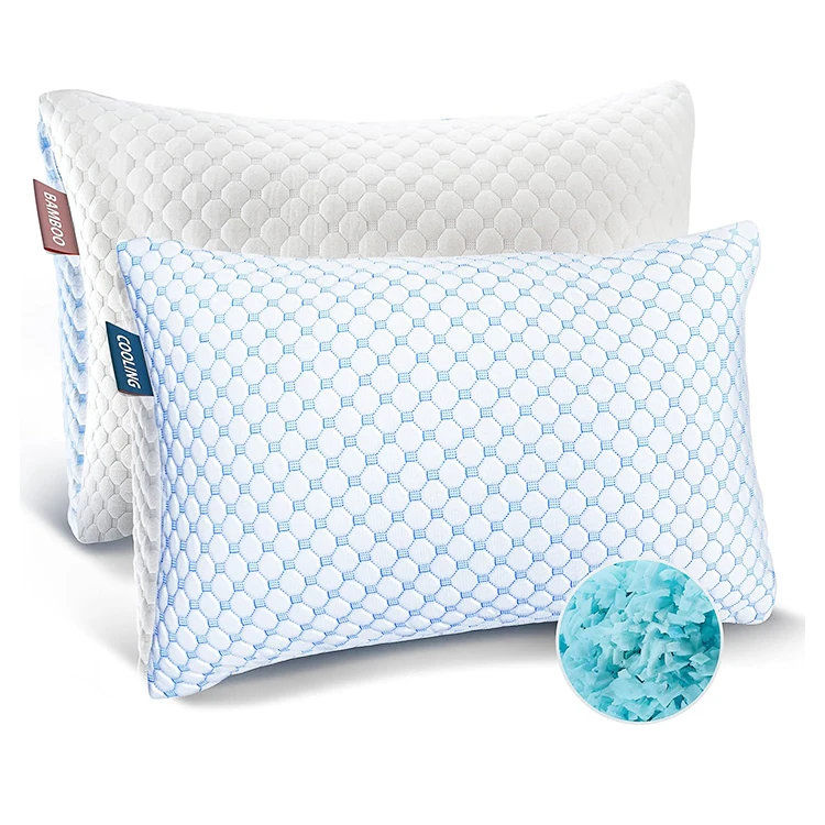 Cool Shredded Memory Foam Pillow Polyester Fiber Custom Neck Support Oeko-Tex King Bedding Solid Rectangle Jacquard Leaves