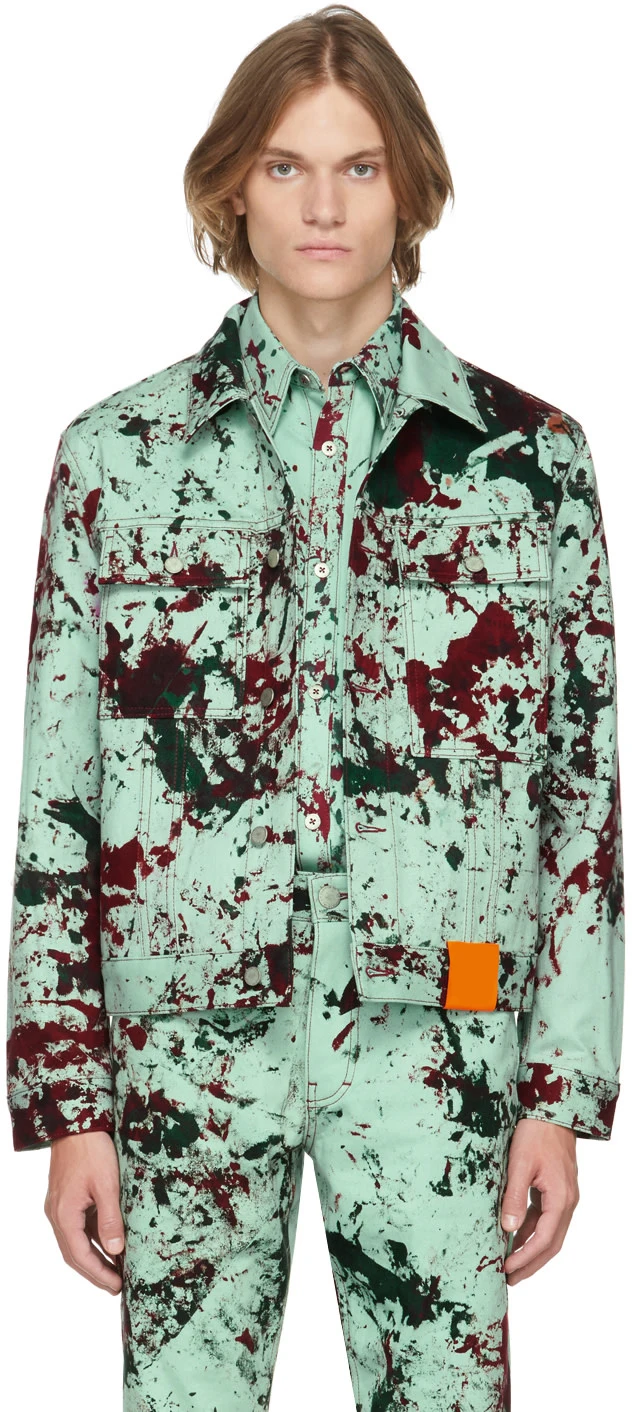 Denim Jacket Coat Suit,Paint Splatter 