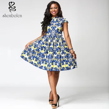 Modern African Print Kitenge Short Prom Dress Designs Womens Traditional Patterns Dresses for Ladies Casual