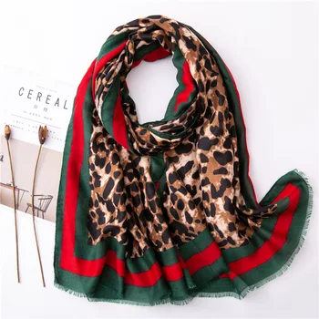 stitching cotton and linen long leopard print new spring and autumn all-match shawl Scarf