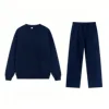 Dark Blue Round neck set-straight
