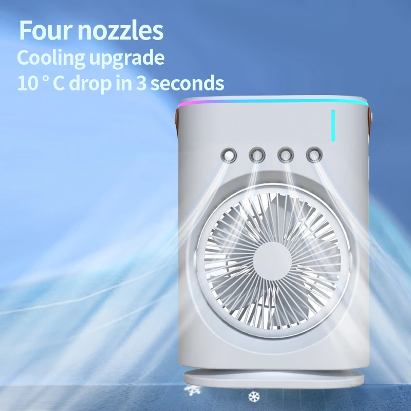 Custom Logo Desk Humidifier Fan Powerful USB Portable Misting Water Spray Mini Fan Handy Air Cooling Small Fan Rechargeable