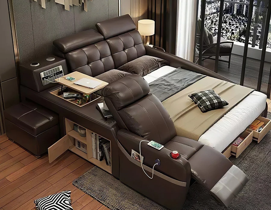 Luxury Multifunction Smart Bed Lit Multifonctionnel Massage for Girls Bed Royal Luxury king Size Luxury Modern Bedroom Furniture