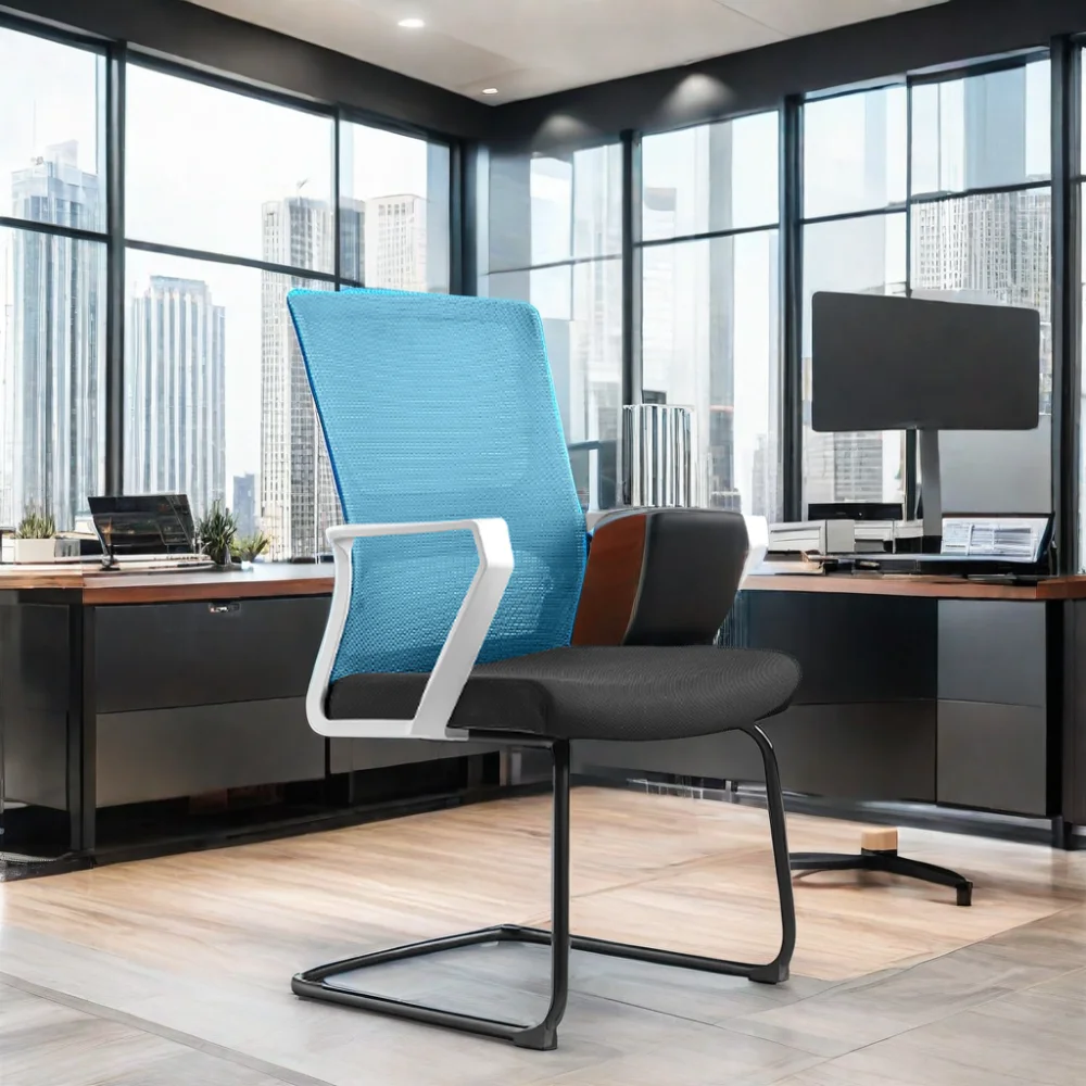 Contemporary Style YKLGD08-1 Promotion Ergonomic Office Chairs with Black Round Tube Half Frame for Home or Office Use