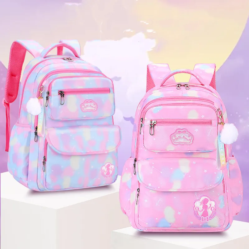 Primary School Backpack Cute Colorful Bags for Girls Princess School Bags  Waterproof Children Rainbow Series Schoolbags