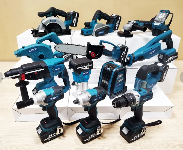 Ekiiv 18v 21v Combination Wood Working Machines 8pcs In 1 Power Tool Set Combo Cordless Tool 