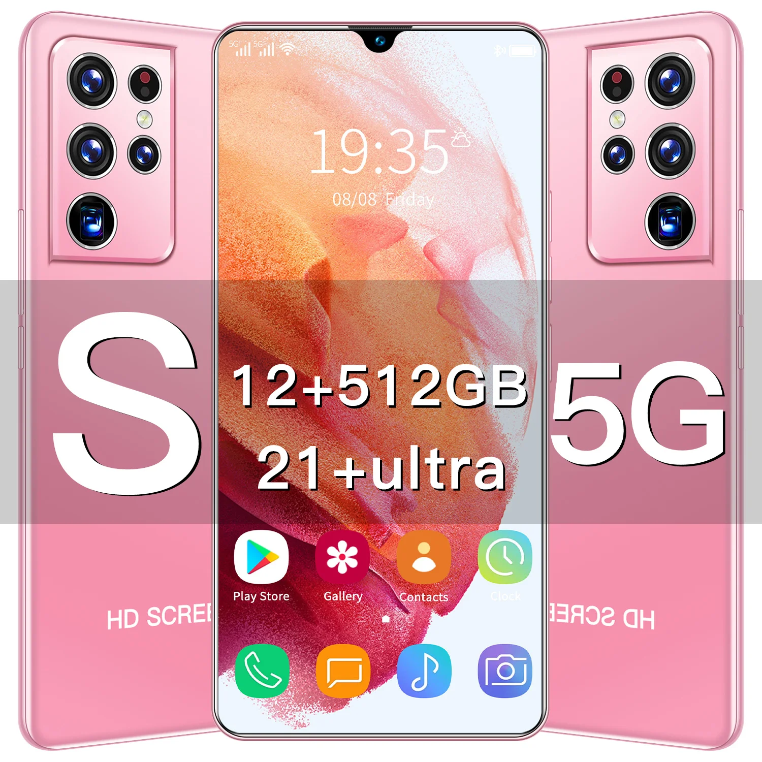 2021 оригинальный Galxay S21 + Ультра смартфон 6,8 дюйма 16 + 512GB Android 10-ядерный большой емкости мобильных телефонов 5G с Face ID разблокировать