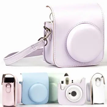 Manufacture Hot Sale Macaron Color Instax mini PU Crossbody Camera Bag Candy Color camera case for instant camera shoulder bag