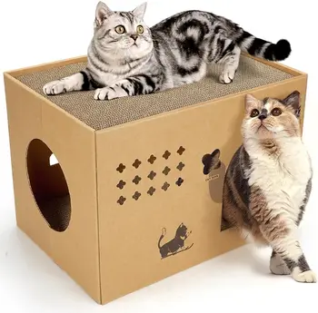 Cat Scratching Board House DIY Corrugated For Indoor Large Space Interactive Products Supplies Pet Toys