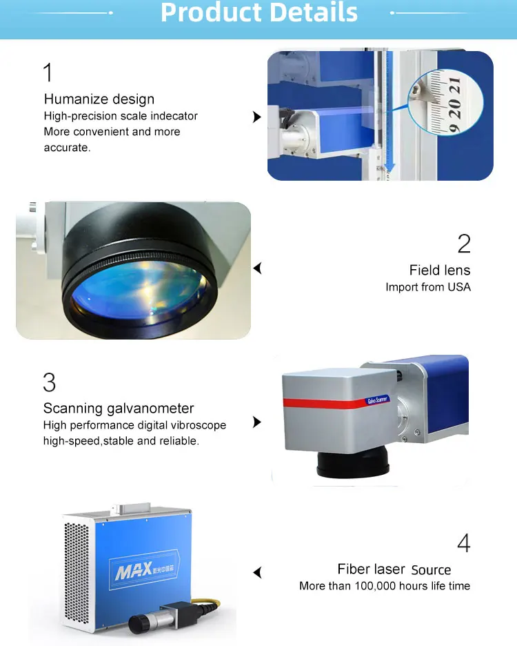 Fiber Laser Marking Engraving Machine For Sale Factory Directly Price Blade Knife Raycus Laser Source Metal Materials factory