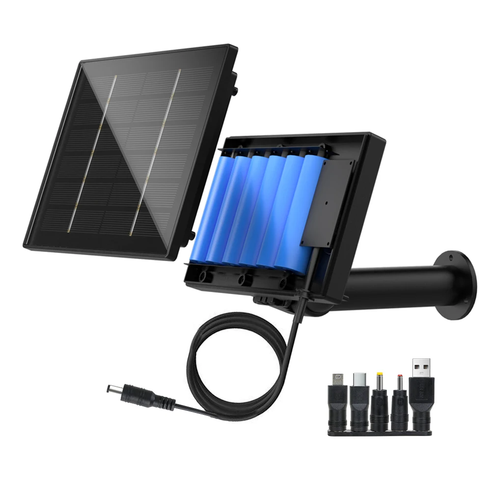 D4 4W Solar Panel Charger with 18000mAh 5v 6v DC Output 6pcs 18650 Li Battery Solar Power Charger for Trail Cameras Solar Batter