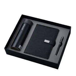 Wholesale A5 Premium Business Leather Notebook Pen Set Custom Logo Spiral Insulated Water Bottle Customer Visit Gift Stationery