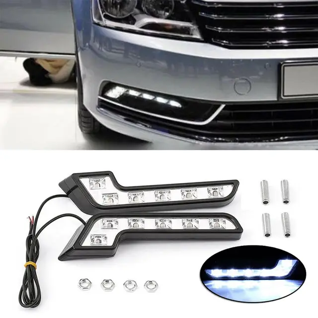 ZONGYUE 12v led car daytime running light drl L-shaped white durable waterproof driving fog light led car DRL lamps