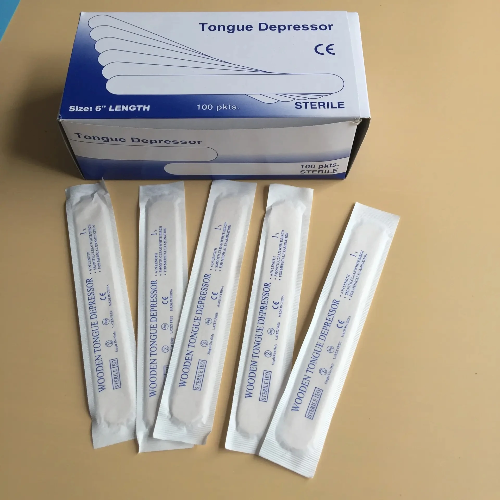 Low Price Medical Use Tongue Depressors Colored Disposable 6 Inch Non-Sterile Bulk Wooden Tongue Depressor
