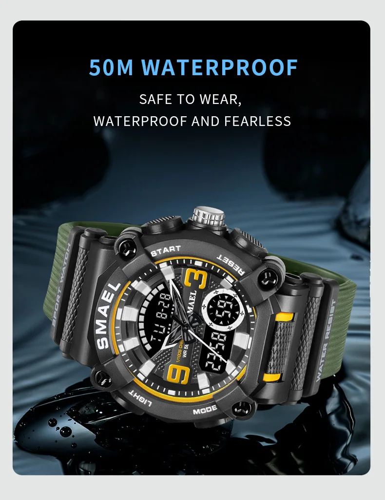 SMAEL Analog Digital Multifunctional waterproof Watch For Men 8052