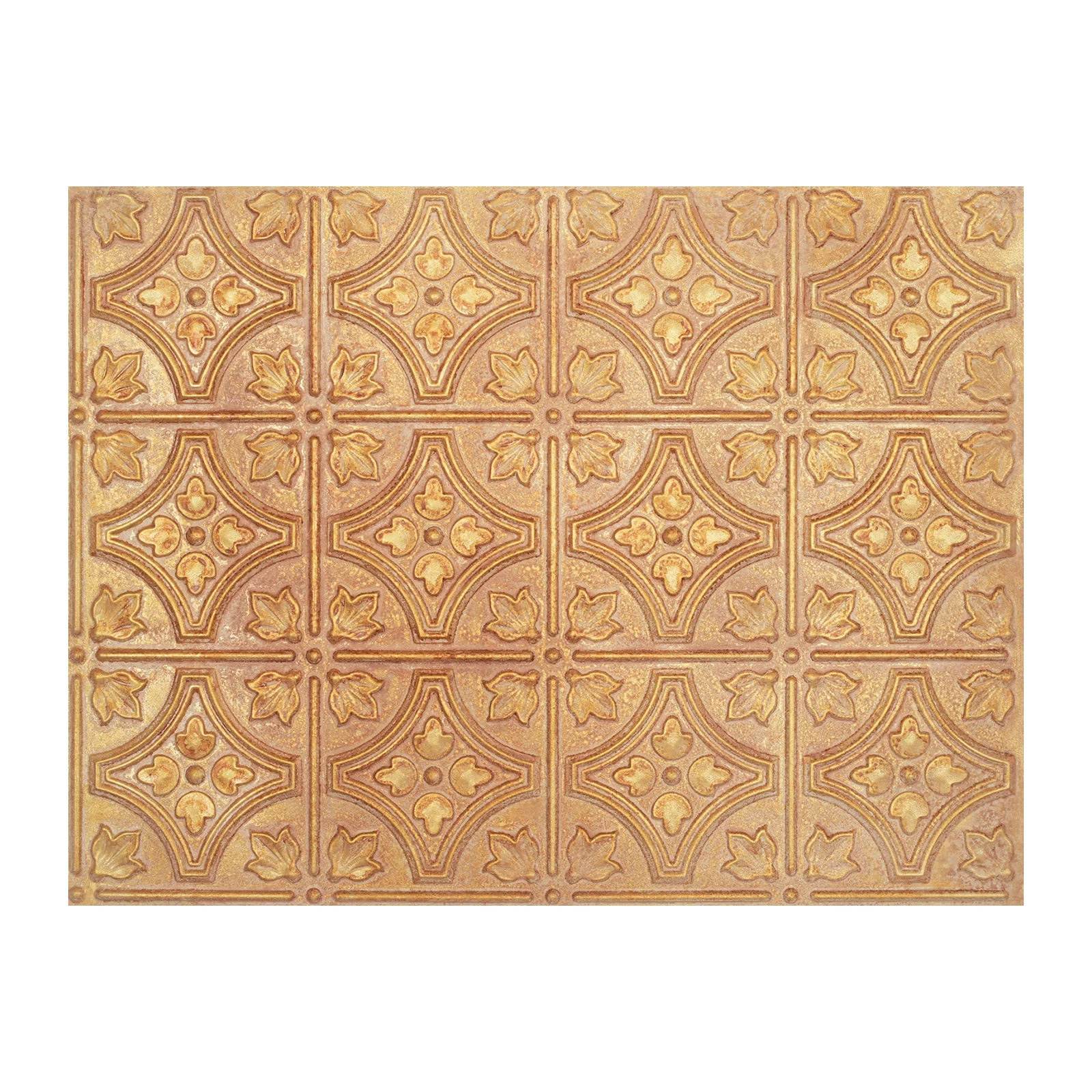 Decorative Tin Ceiling Tile Embellished Tin Tiles Faux Tin Painting Panel PLB10 Vintage brown gold