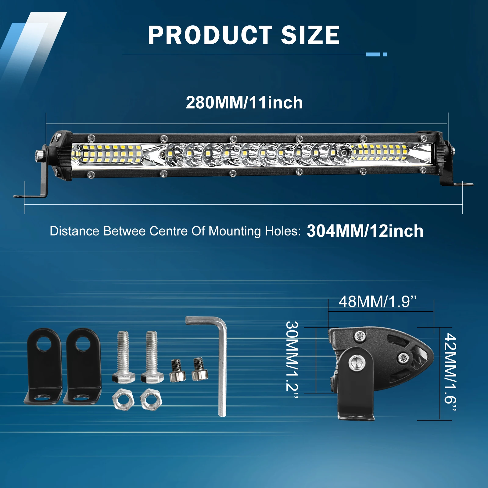 10 Inch LED Light Bar Spot Flood Combo Beam Slim Single Row Light Bar ...