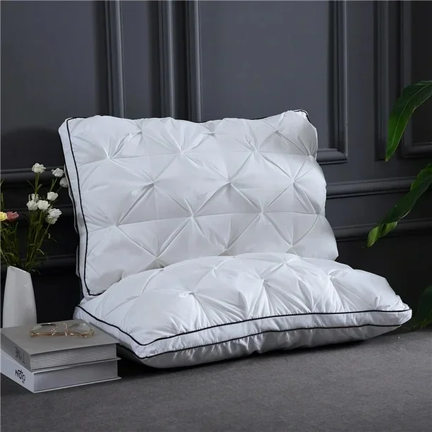 Wholesale Cheap 50x70cm Organic Cotton Downproof Fabric 3 Chambers 1200g Goose Down Feather Filling Twist Flower Bed Neck Pillow
