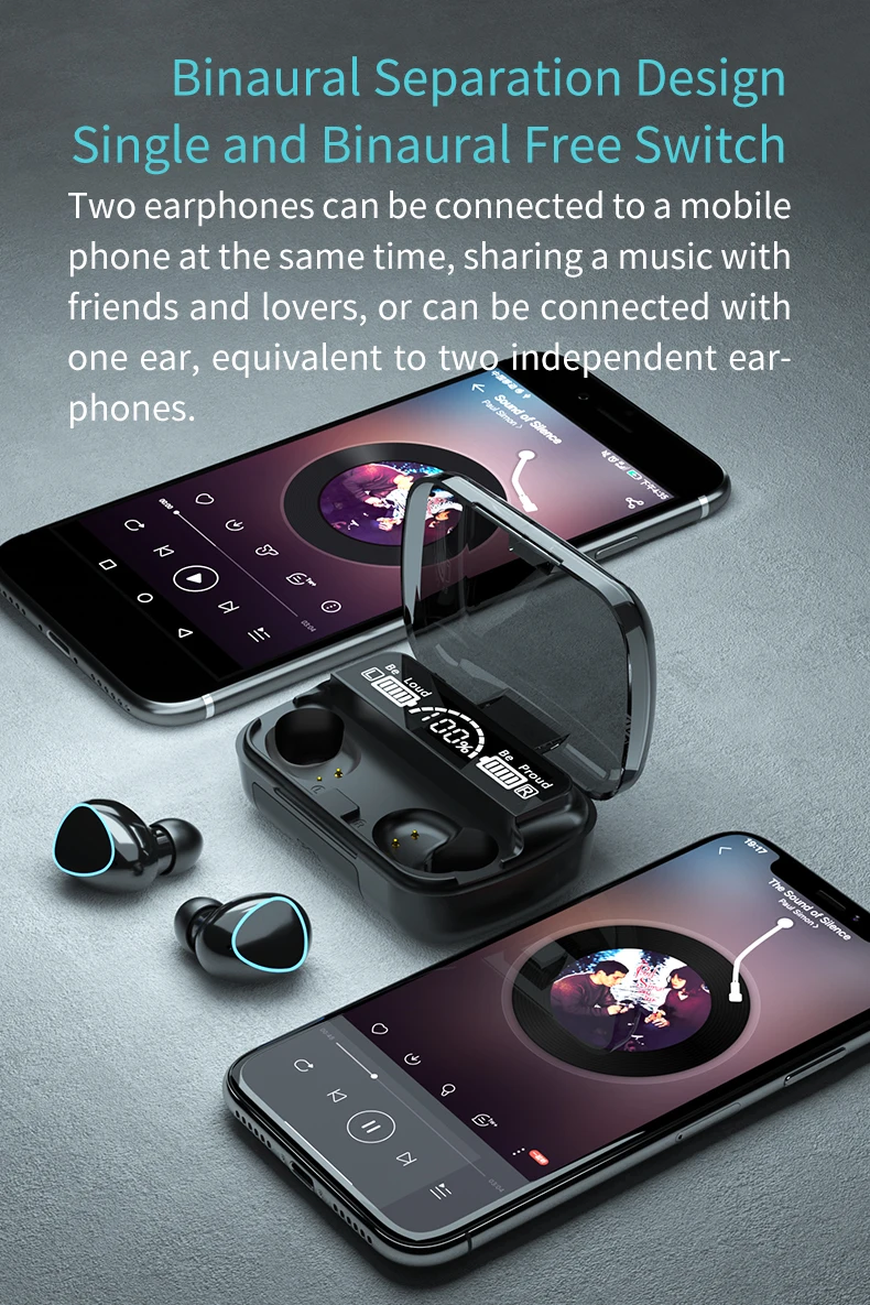 Ear Buds BT V5.1 USB M10 TWS Earbuds Wireless LED Display Draadloze Koptelefoon Earphones Headphones Headsets - ANKUX.COM