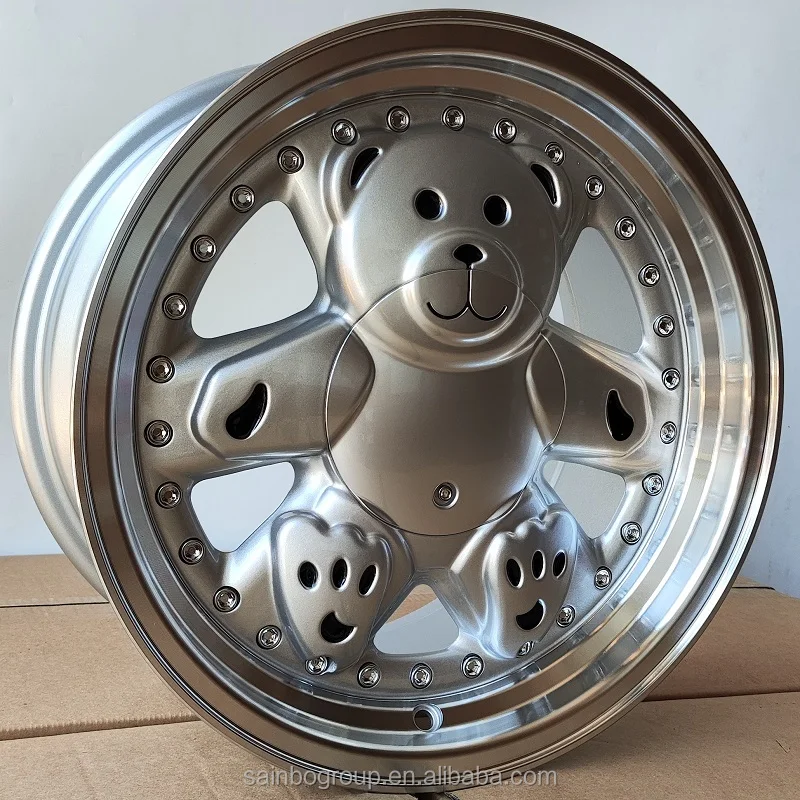 F991770 Bronze Silver Machine Lip Cute Bear Alloy Wheels 15x8 5x100 ...
