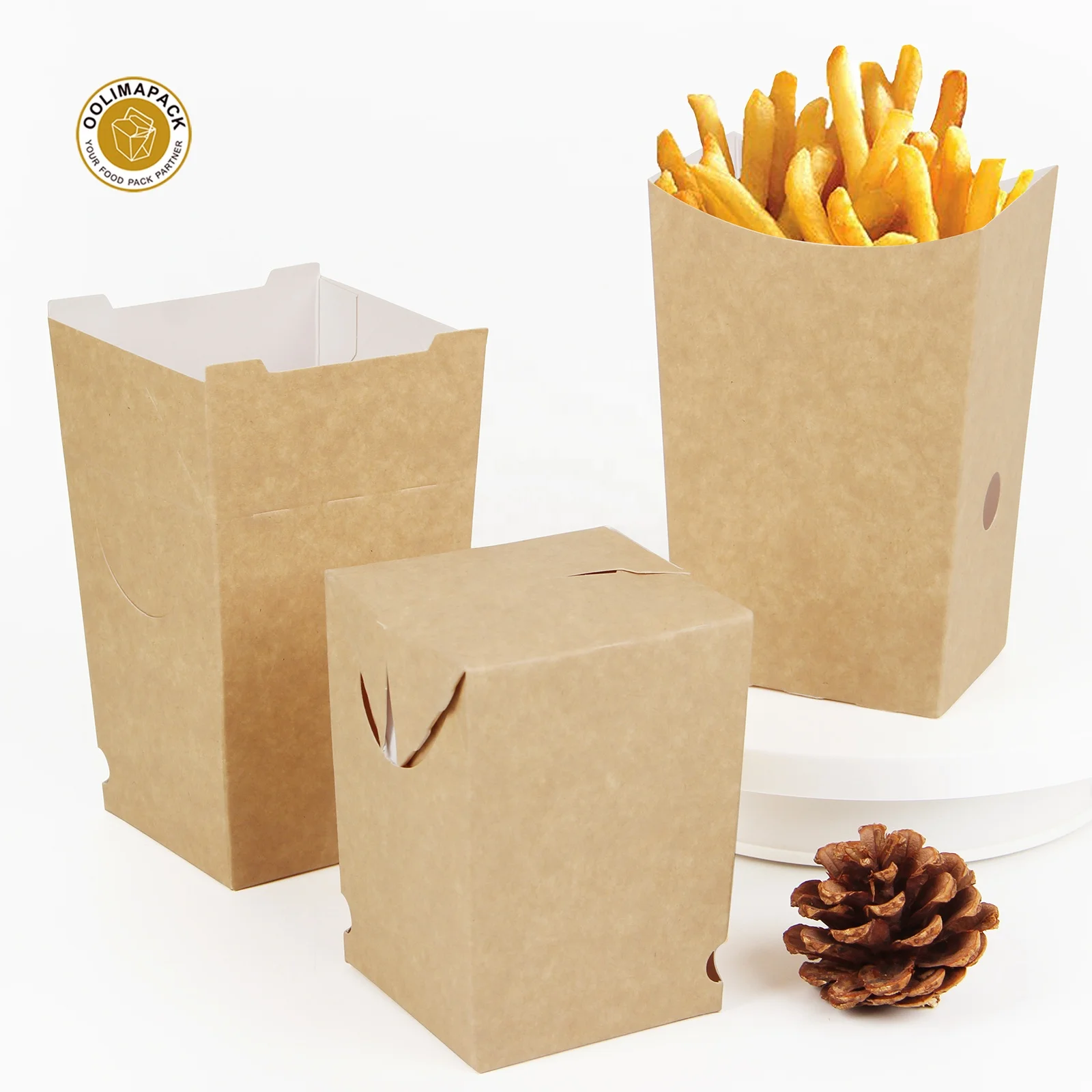 Kraft Paper French Fries Boxes - 12 Pc.