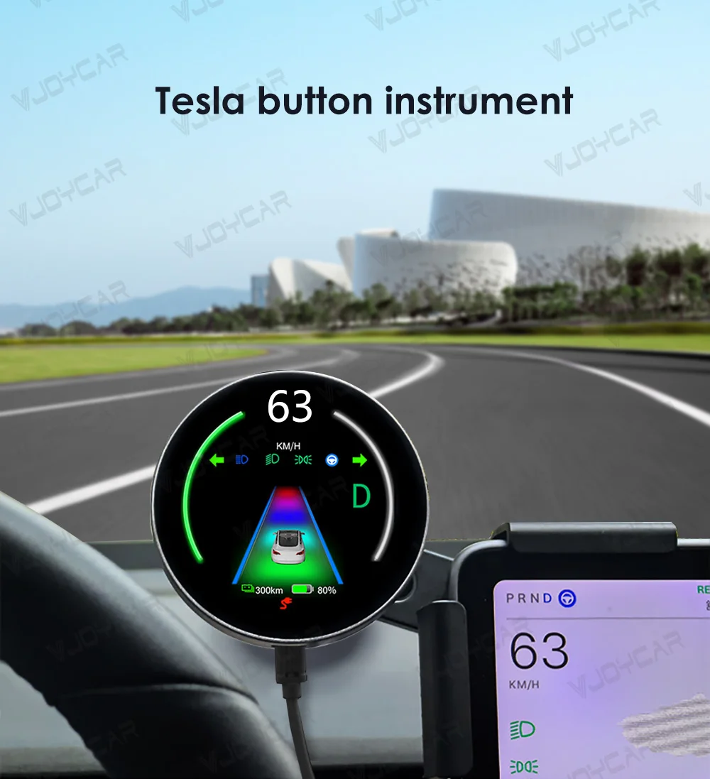 Vjoycar Dashboard Display 2.5inch Front Speedometer Wireless Charging For Tesla Model 3 Model Y Accessories 2023+