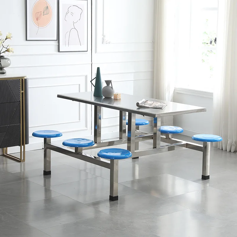 Commercial School Canteen Furniture Set Space-saving Conjoined Dining ...
