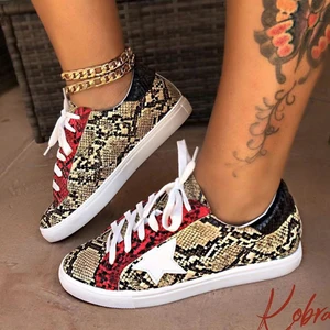The Hottest Snake Print Women's Shoes Flat Sports Style Sneakers for Women Sport Running Shoes