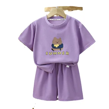 Boys and girls clothing sets  short sleeve suit new summer style  baby bodysuit set  unisex cotton wholesale baby clothing