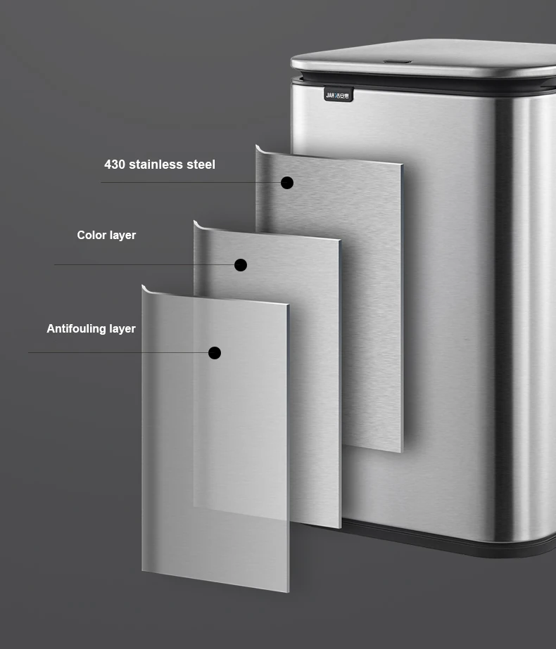 80 Liter Square Wheels Stainless Steel Foot Auto Sealing Table Top Dustbin Waste Bin Trash Can