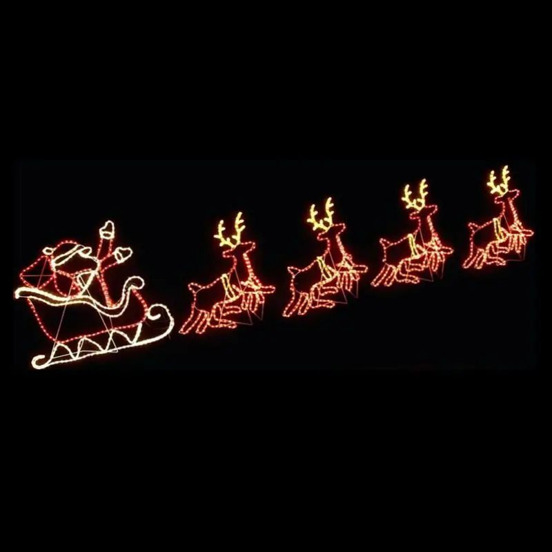 Large Outdoor Christmas Reindeer With Sleigh Light Warm White Holiday ...