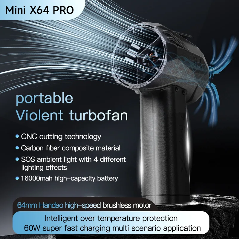 Mini X64PRO 950W Car Cleaning Tool 240km/h Turbo Violent Jet Fan 5th Generation with 1500g Thrust and 64mm Duct - view 6