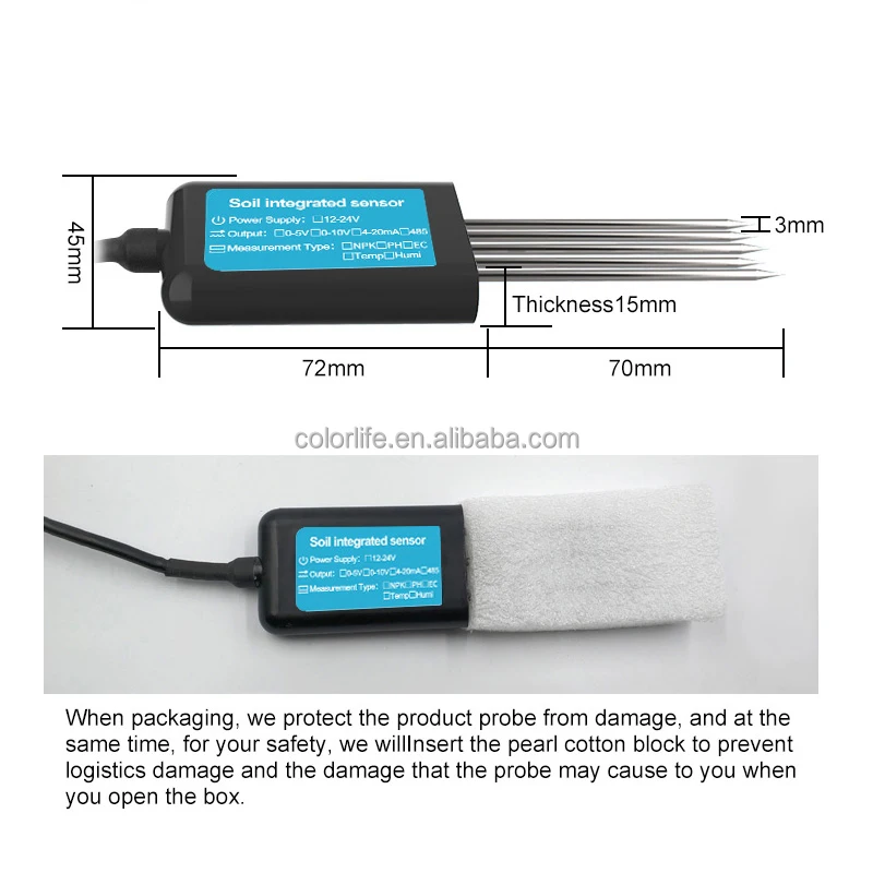 Rs485 Soil Npk Meter Sensor Ec Ph Temperature Humidity Monitor