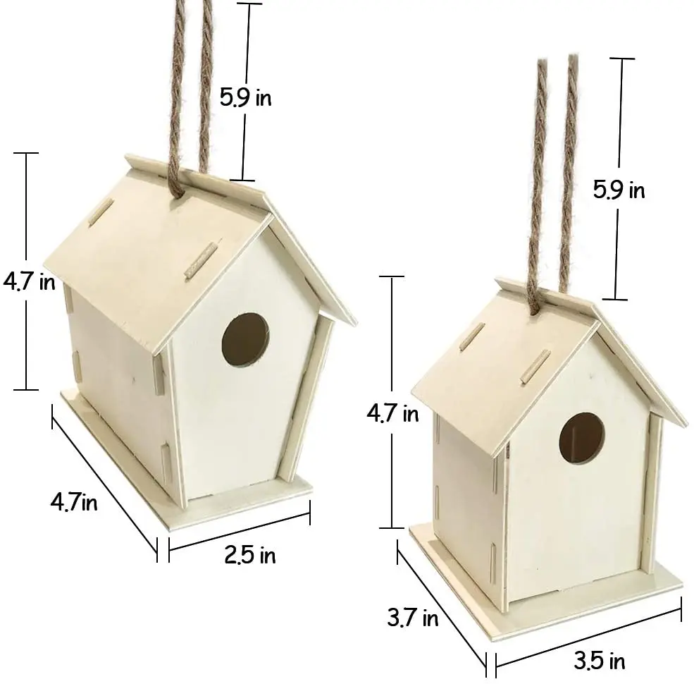 4 Pack Bird House Crafts for Kids Ages 5-8 8-12, DIY Birdhouse Kit for Children to Build, Art Craft Wooden Toys, Craft Projects with Paint,Brushes