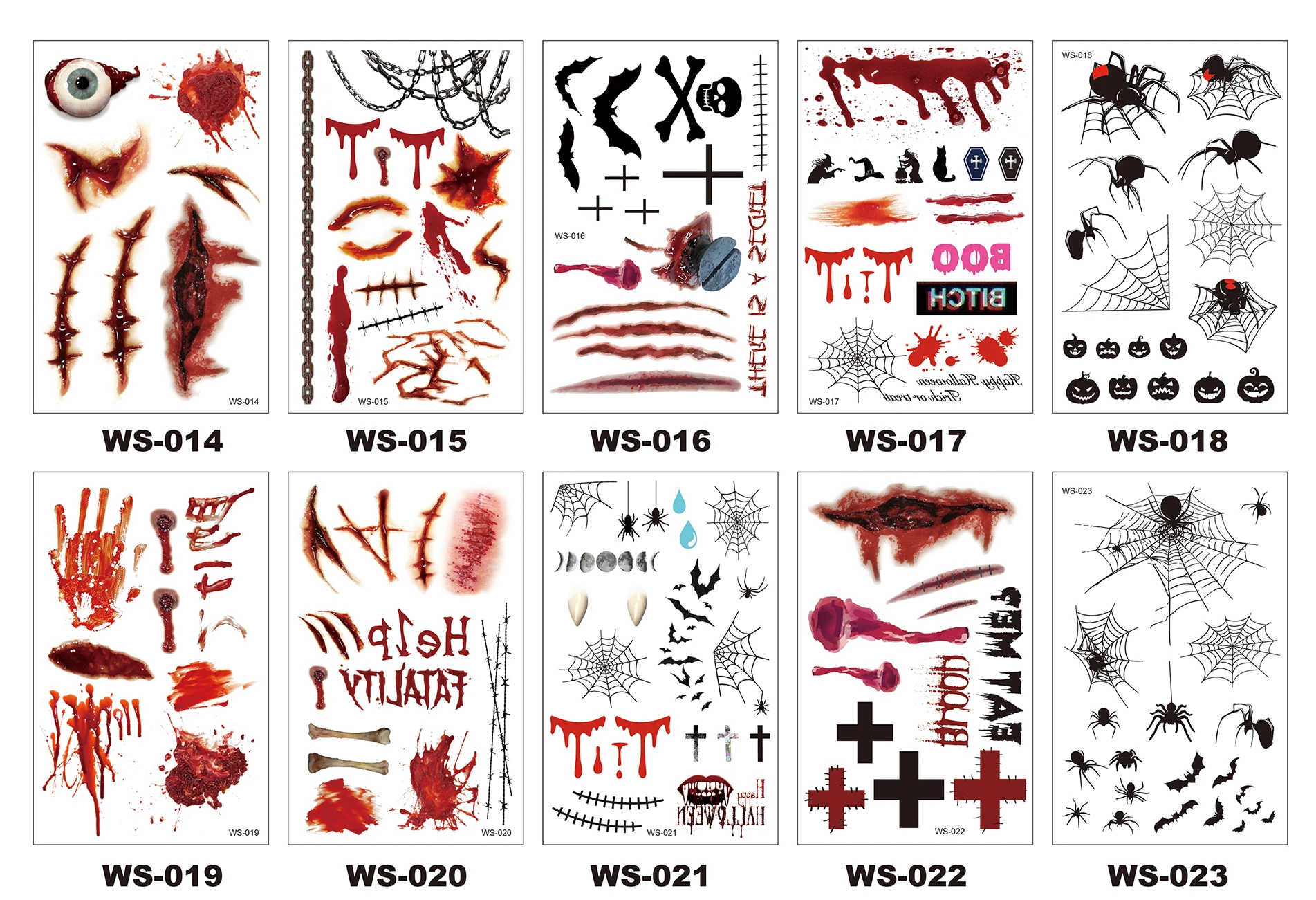 Halloween Wound Temporary Tattoos For Mass 8sheets 96pcs Fake Scar |  Desertcart Seychelles, image size:1903x1301