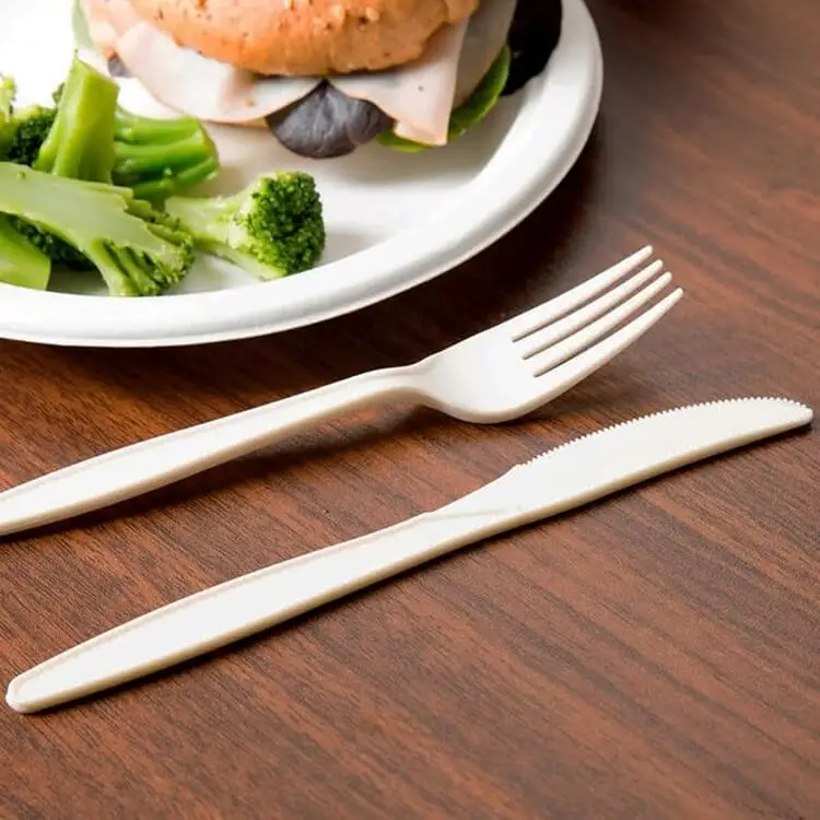 Individually Wrapped Forks Corn Starch Cutlery Clear Plastic Spoon Serving Utensils