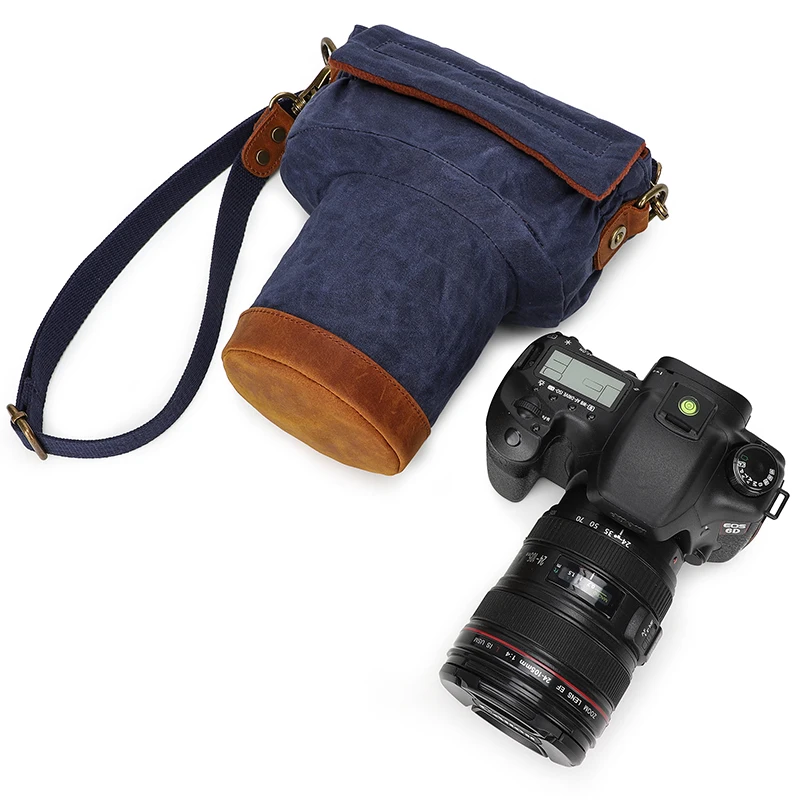 Waterproof Waxed Canvas Stylish Trendy Camera Shaped Bags For Nikon Canon Sony