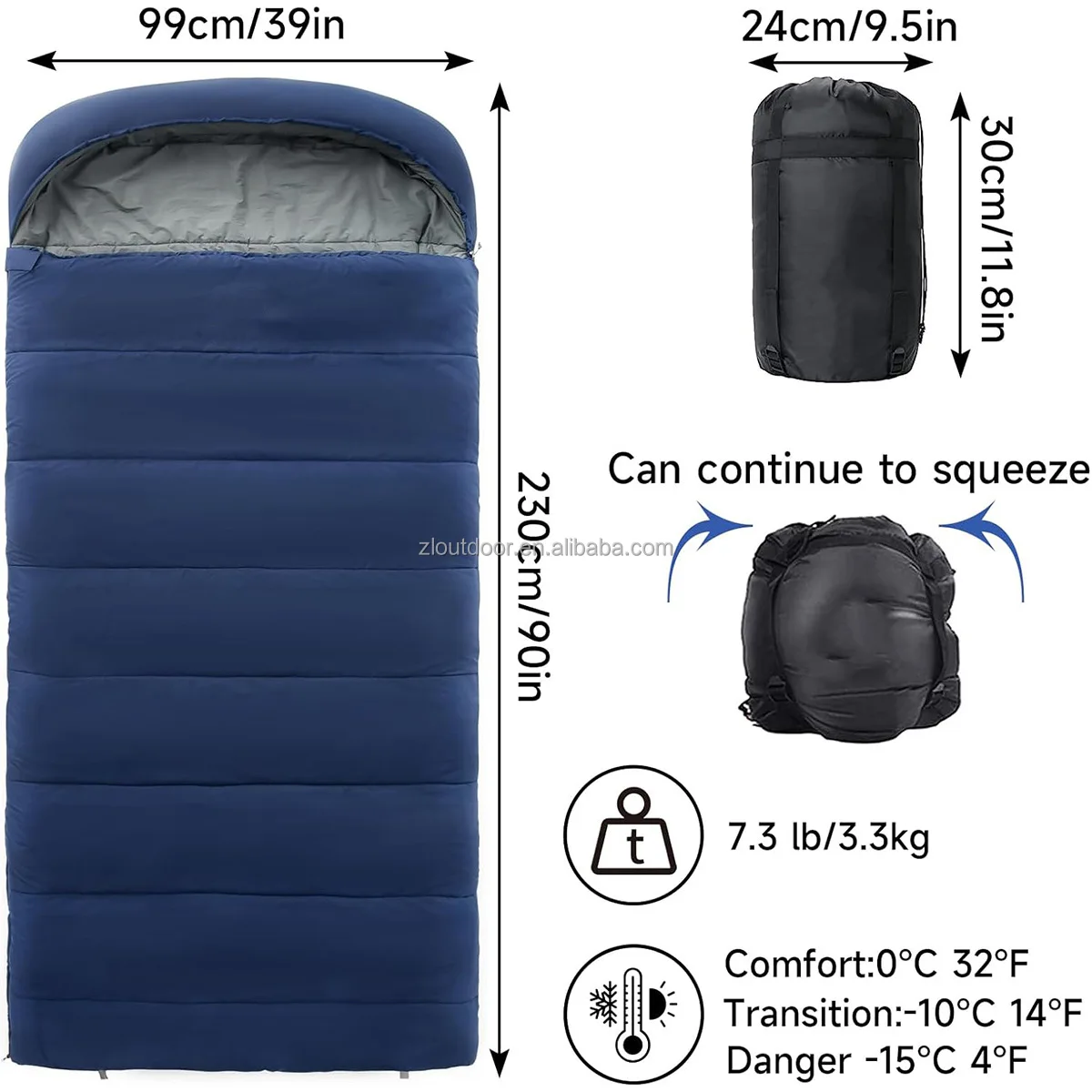 product hot selling 4 seasons portable nylon sleeping bag waterproof down filled indoor outdoor for adults children in cold weather-59