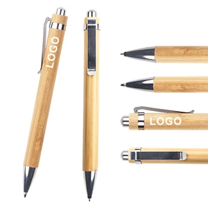 Selling Bulk Press Environmental Bamboo Ballpoint Pen With Printed Customized Logo for Stylo Office Stationery