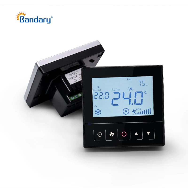 Bandary 90-265v Lcd Touch Screen Temperature Control Switch Smart Fan Coil Fcu Temperature Regulator Digital Smart Thermostat