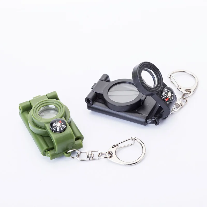 Multifunctional Telescope Mini LED Flashlight Magnifier Compass 4-in-1 Key Ring