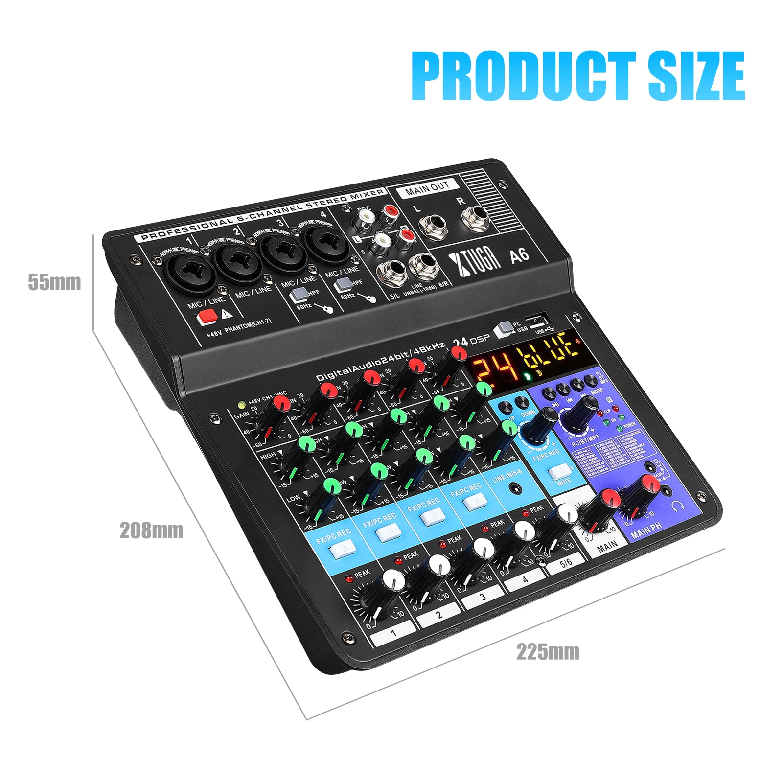 Xtuga 6チャンネルミニUSBデジタルサウンドカードDJオーディオ