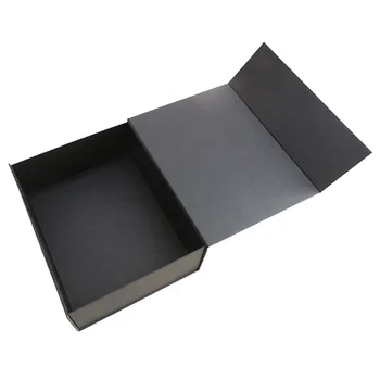 Promotional Custom Cardboard Magnetic Luxury Black Foil Printed Logo Folding Paper Packing Gift Boxes for Shoes