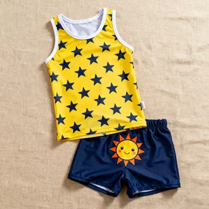 Oeko Tex Custom Eco Friendly Baby Swimsuit Sleeveless Two Piece Swim Set Sustainable Boy Beach Swimwear for Outdoor Activities