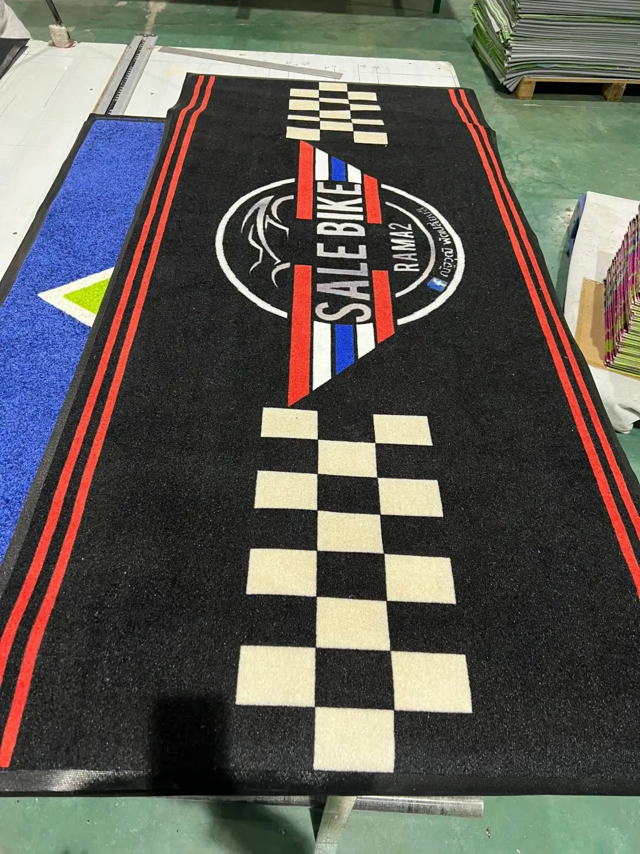 100% Nylon Washable Rubber Backing Printed Logo Entrance Door Mat Personalized Pit Mats Motorcycle Car Brand Logo Mat